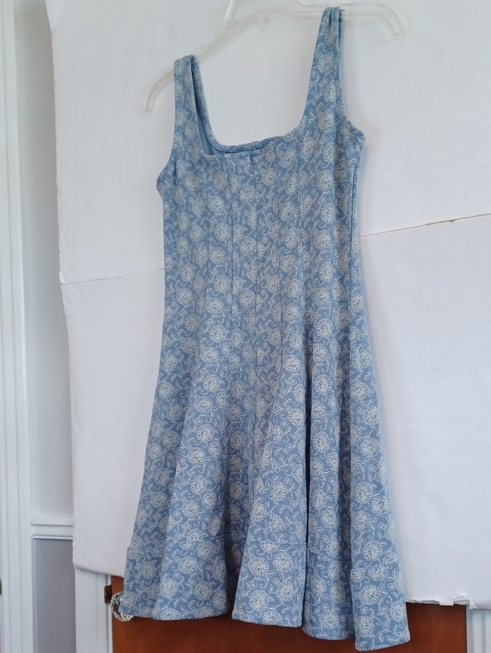 Loft Floral Tank Dress. Sz.2P. Light Blue & White. Lined. 35" Length. NWT! - Picture 2 of 7